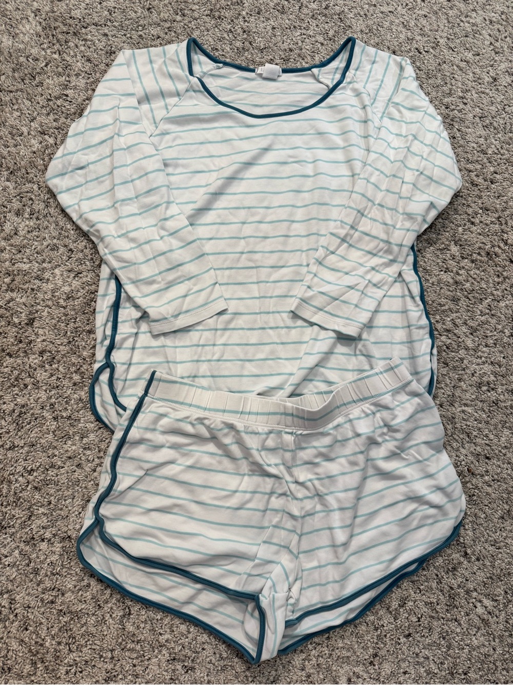 LAKE White & Teal Marine Stripe Pajama Set - Picture 2 of 5